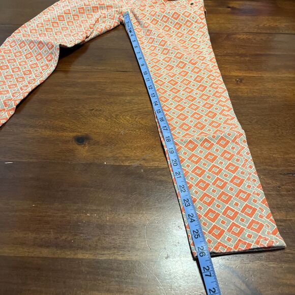 LUCKY BRAND CHARLIE CAPRI ORANGE DIAMOND PATTERN JEANS WOMEN’S 0 - EUC - Picture 3 of 12